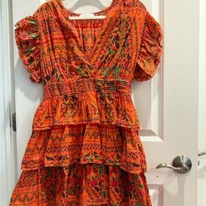 Vibrant Orange Floral Dress